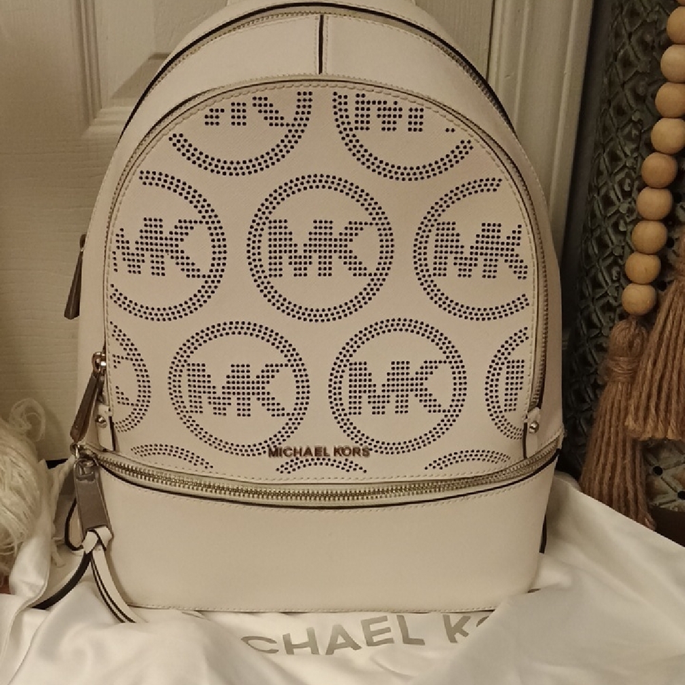 Michael Kors Off-White Perforated Logo Backpack